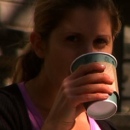 woman drinking coffee
